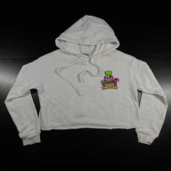 Insomniac Beyond Wonderland Cheshire Cat Cropped Pullover Hoodie Women’s Sz S - Picture 3 of 5